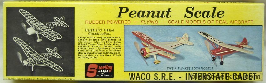 Sterling Peanut Waco SRE and Interstate Cadet - Peanut Scale Flying Model Airplanes, P-3 plastic model kit